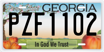 GA license plate PZF1102