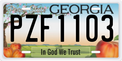 GA license plate PZF1103