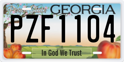 GA license plate PZF1104