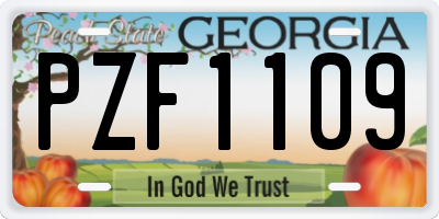 GA license plate PZF1109