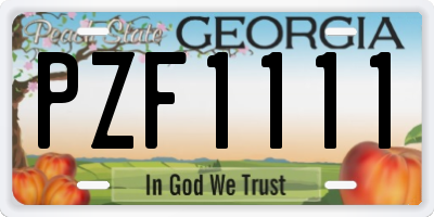 GA license plate PZF1111