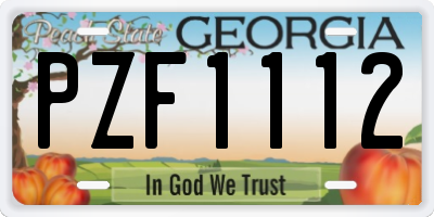 GA license plate PZF1112