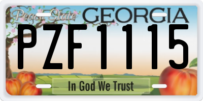 GA license plate PZF1115
