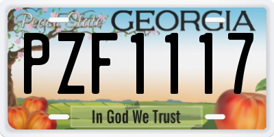 GA license plate PZF1117