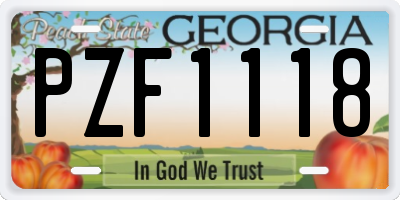 GA license plate PZF1118