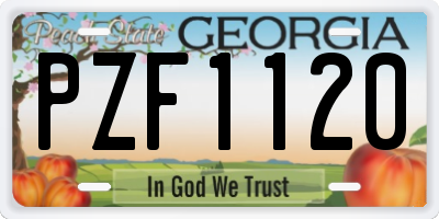 GA license plate PZF1120