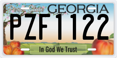 GA license plate PZF1122
