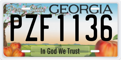 GA license plate PZF1136