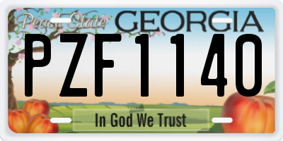 GA license plate PZF1140