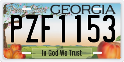 GA license plate PZF1153