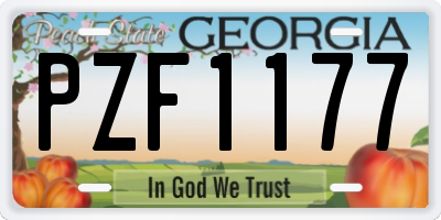 GA license plate PZF1177