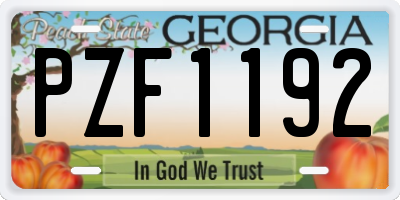 GA license plate PZF1192