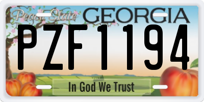GA license plate PZF1194