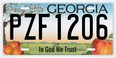 GA license plate PZF1206