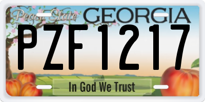 GA license plate PZF1217