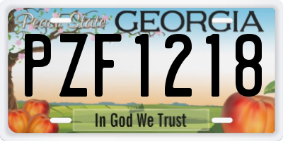 GA license plate PZF1218