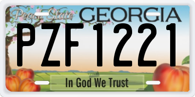 GA license plate PZF1221