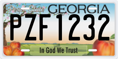 GA license plate PZF1232