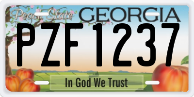 GA license plate PZF1237
