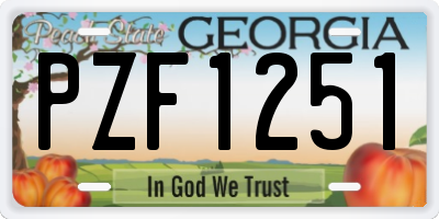 GA license plate PZF1251