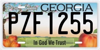 GA license plate PZF1255