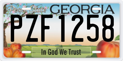 GA license plate PZF1258