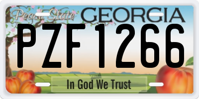 GA license plate PZF1266