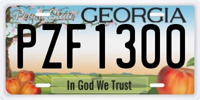 GA license plate PZF1300