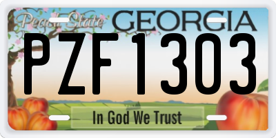 GA license plate PZF1303
