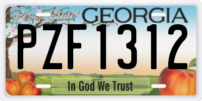 GA license plate PZF1312