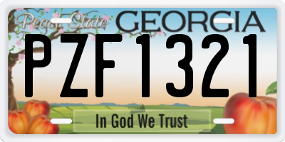 GA license plate PZF1321