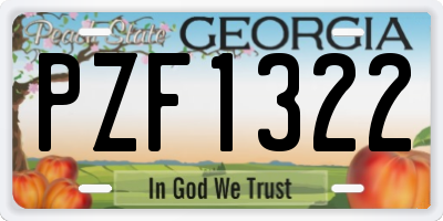 GA license plate PZF1322