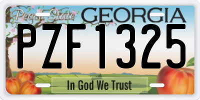 GA license plate PZF1325