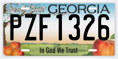 GA license plate PZF1326