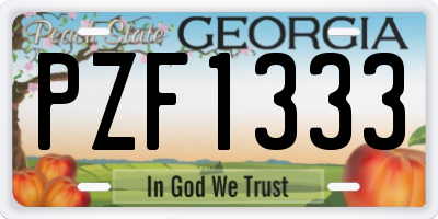 GA license plate PZF1333