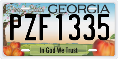 GA license plate PZF1335