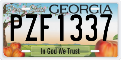 GA license plate PZF1337