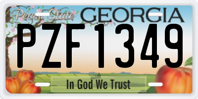 GA license plate PZF1349