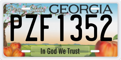 GA license plate PZF1352