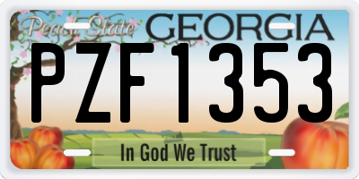 GA license plate PZF1353
