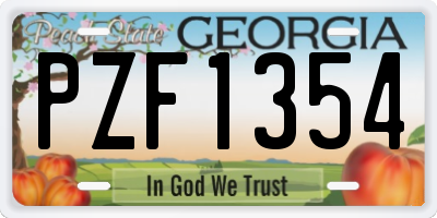GA license plate PZF1354