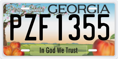 GA license plate PZF1355