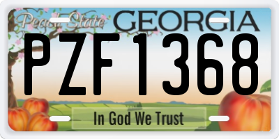GA license plate PZF1368