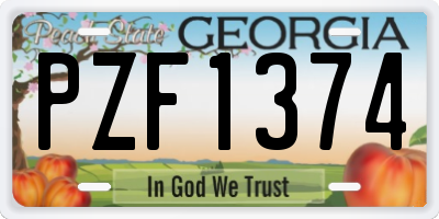 GA license plate PZF1374