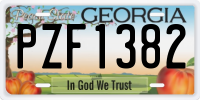 GA license plate PZF1382