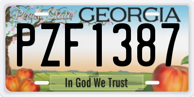 GA license plate PZF1387