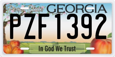 GA license plate PZF1392