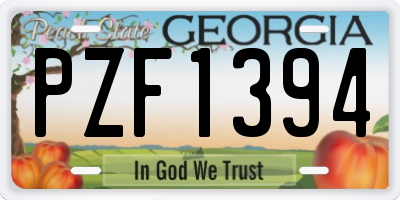 GA license plate PZF1394
