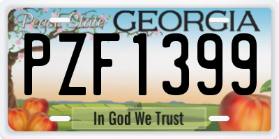 GA license plate PZF1399