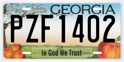 GA license plate PZF1402